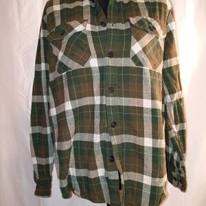 Green and Brown Plaid Casual Button Down Shirt